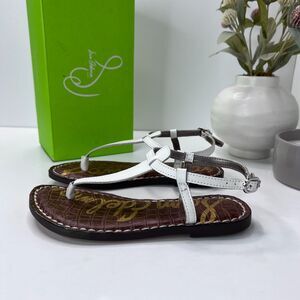 Sam Edelman Gigi Mini Leather Slingback T-Strap Sandals White Kid's 2M Tried On
